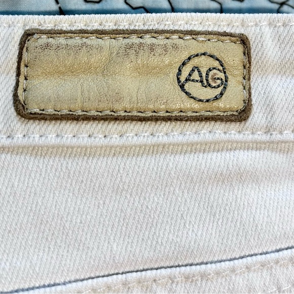 AG ADRIANO GOLDSCHMIED Stevie Slim Straight Raw Hem White Crop Ankle Jeans Sz 28 - Picture 9 of 13